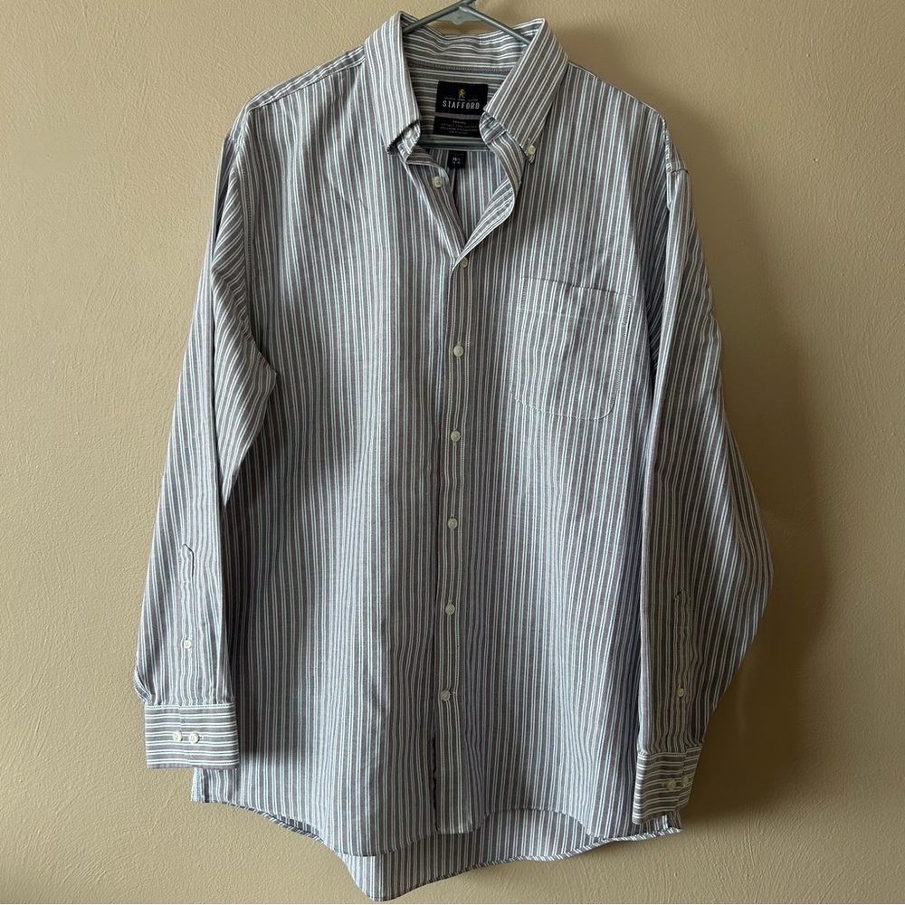 Stafford Wrinkle-Free Oxford Striped Shirt